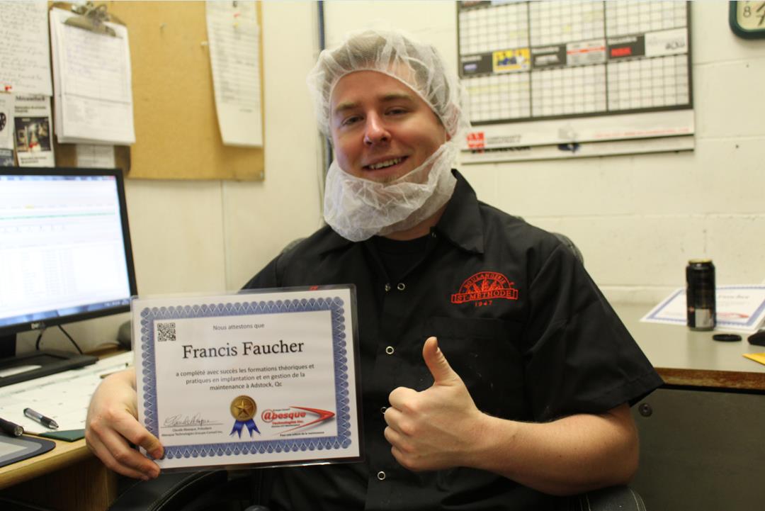 Francis Faucher, superviseur de maintenance chez Boulangerie St-méthode à Adstock, 2012